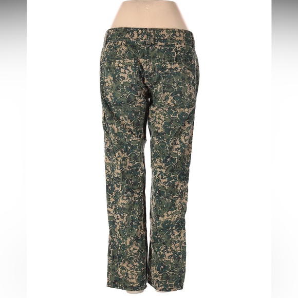 Anthropologie Hei Hei Sylvan Green/Tan Camo Floral Straight Leg Roll Up Pants - Picture 11 of 12